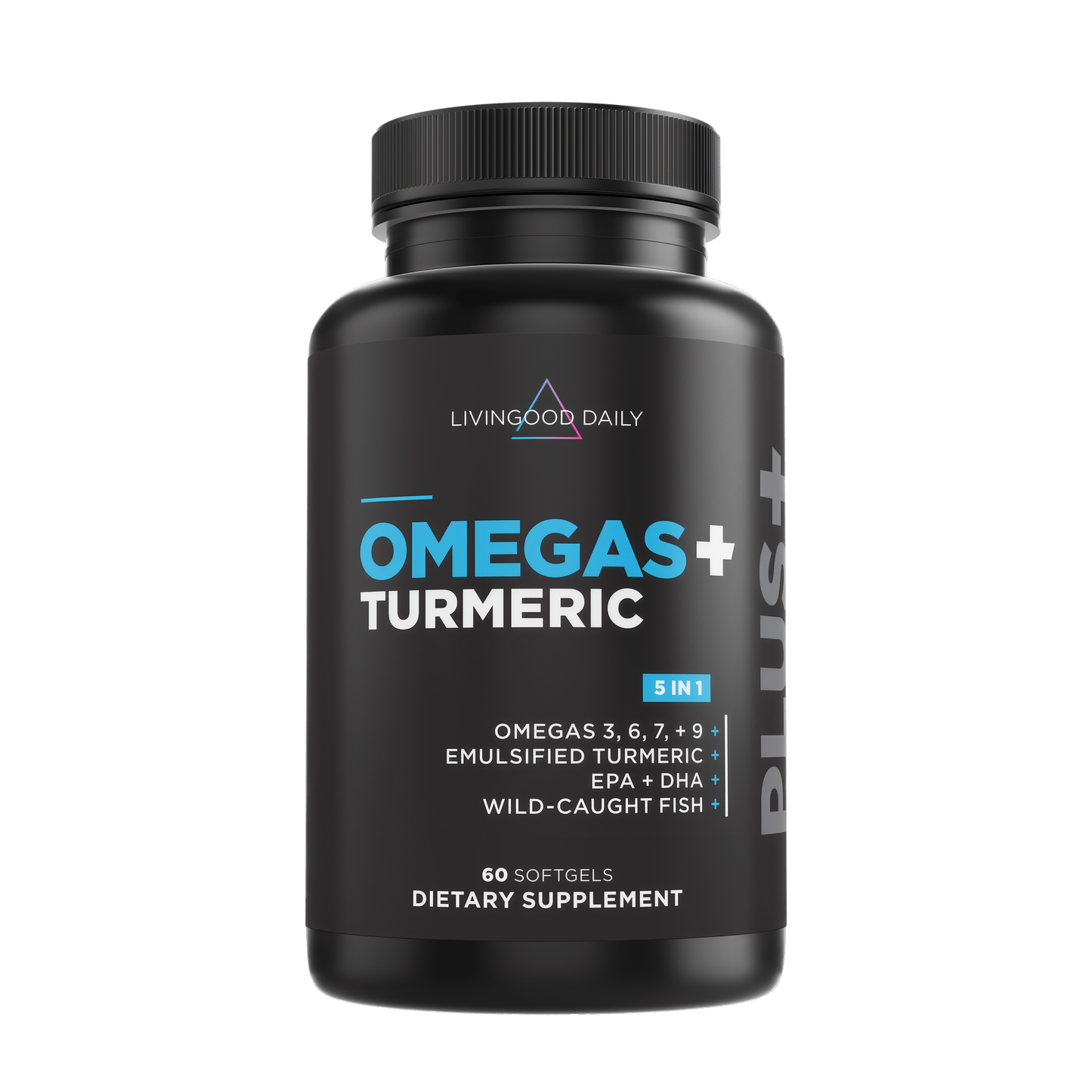 Livingood Daily Omega 3 6 9 Plus Turmeric Curcumin Supplement, 60 Softgels - Fish Oil Omega 3 Supplements (EPA & DHA) for Men and Women - Brain, Joint, Heart Health, and Metabolism - Made in USA